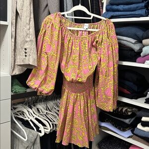 Misa Los Angeles Pink and Yellow Floral Jordana Dress